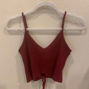 maroon cropped tank top
